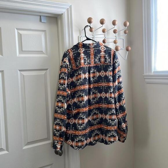 Levi's - Oversized Baggy Navajo Long Sleeve Shirt - Grey / Orange - XL - Picture 5 of 10